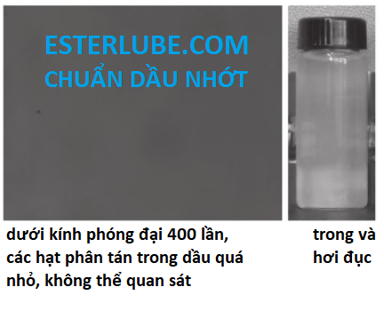 Dầu tưới nguội pha nước Micro Esterlube dưới kính phóng đại 400 lần. Dầu tưới nguội pha nước Micro Esterlube dưới kính phóng đại 400 lần.